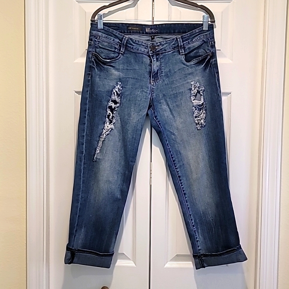 KUT FROM THE KLOTH \ JAIME BOYFRIEND CROP JEANS SIZE 8 Distressed - Picture 1 of 14